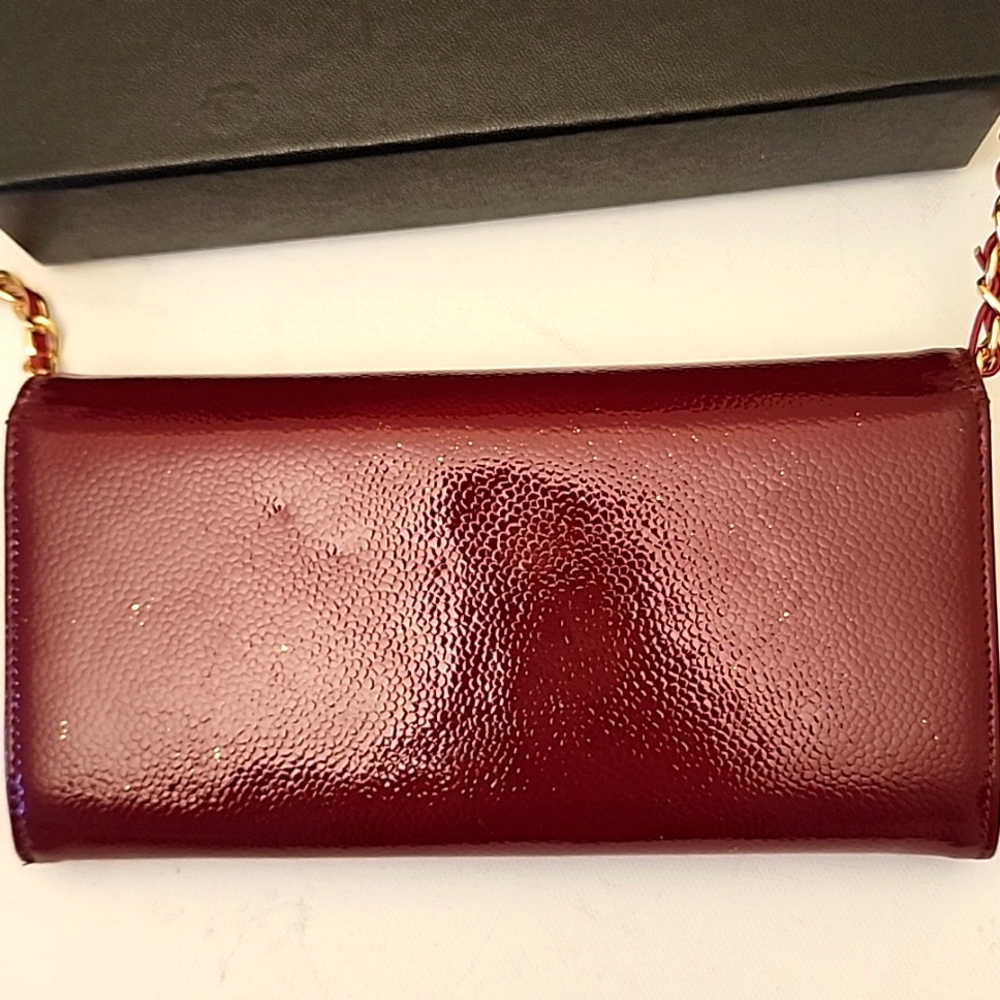 Chanel Continental CC Flap Wallet Purse Glazed Calfskin Entrupy COA Burgundy - Picture 11 of 16